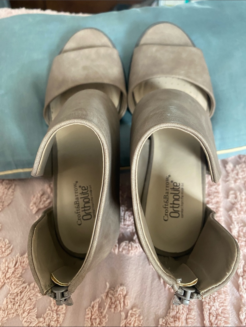 croft & barrow taupe open-back mule sandals